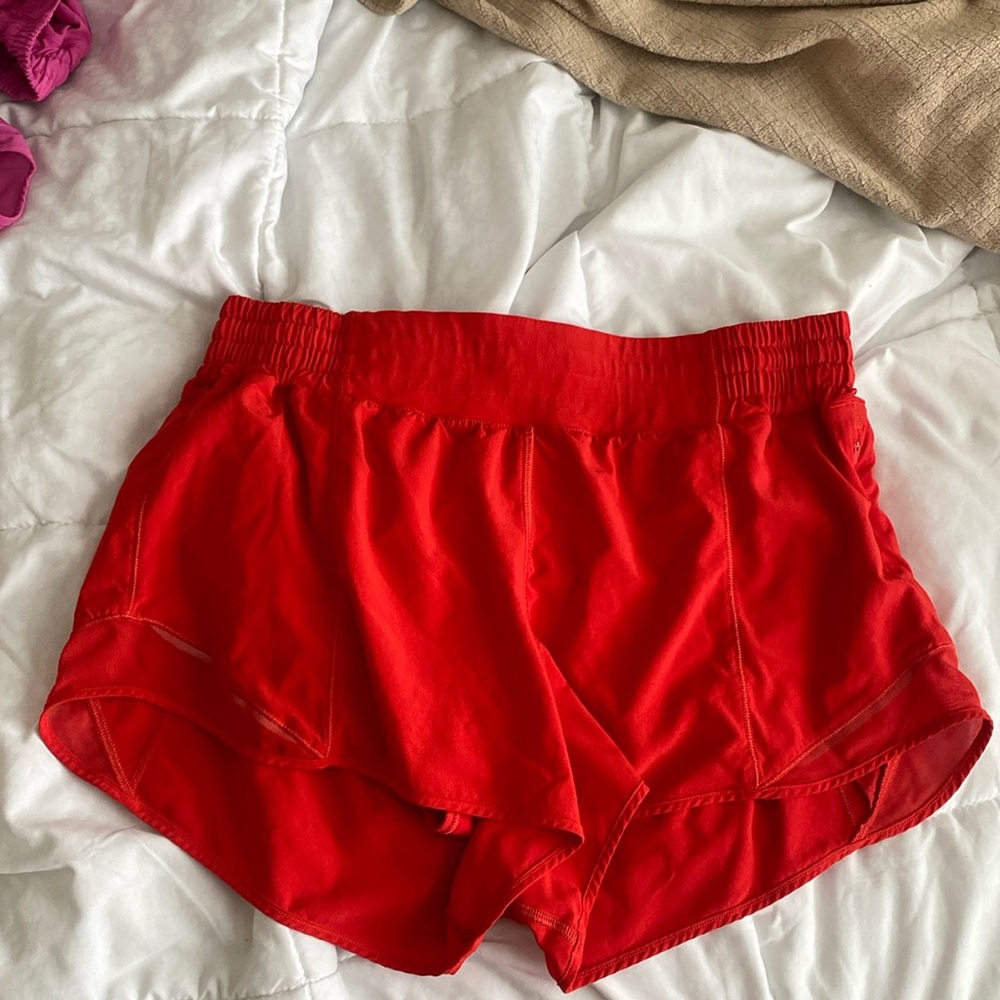 Red Lululemon shorts